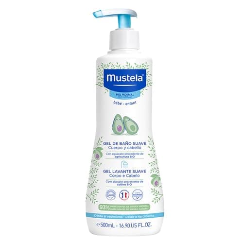 Mustela Gel Lavante Suave 500ml - Sabonete Líquido Corpo e Cabelo Infantil - 93% de Ingredientes de Origem Natural - Seguro Desde o Nascimento