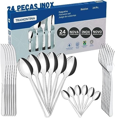 Jogo de Talheres Faqueiro Inox 24 Peças Búzios Tramontina